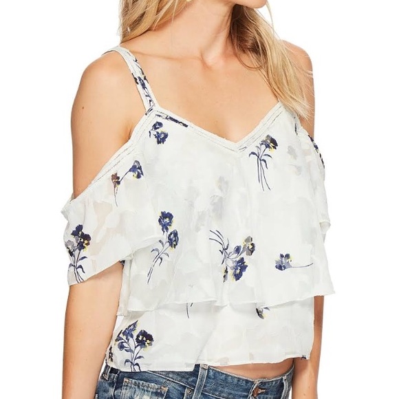 LUCKY BRAND | Floral Print Cold-Shoulder Top - Picture 4 of 6